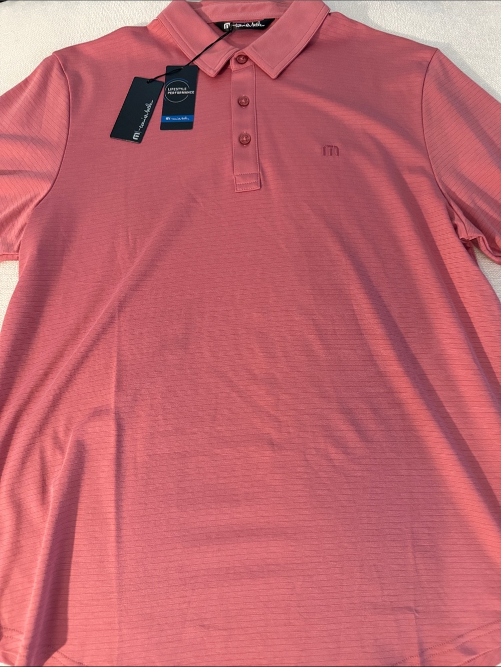 NWT Travis Mathew  Coral Pink Performance Polo